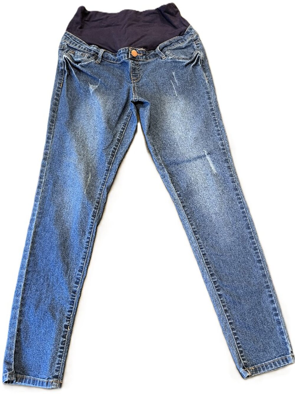 Hybrid & Company Women's Large Medium Wash Maternity Skinny Jeans Denim